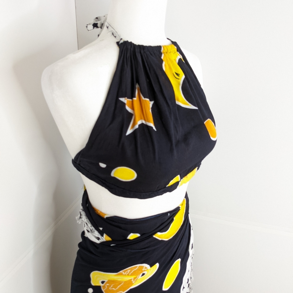 ๐ Rama EUC 4-in-one celestial skirt Sarong coverup crop halter top dress Small - Picture 10 of 17